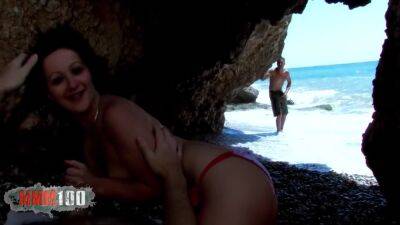 Double Penetration For Young French Brunette The Slut At The Beach With Topanga Fox - upornia.com - France