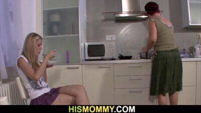 His redhead stepmom licks young pussy on the kitchen - sunporno.com