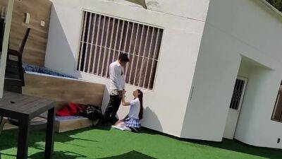 Young School Boys Have Sex On The School Terrace And Are Caught On A Security - voyeurhit.com